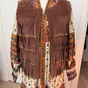 Brown Fringe Suede Vest